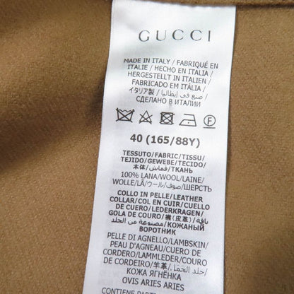 Gucci 730905 100% Wool Leather Large Cape Coat With Logo Buttons Poncho Brown