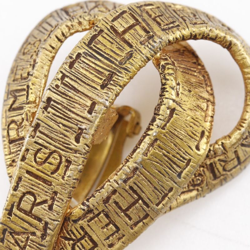 Hermes Ribbon Motif Bijouterie Fantaisie Vintage Gold Plated Ladies 34.0g