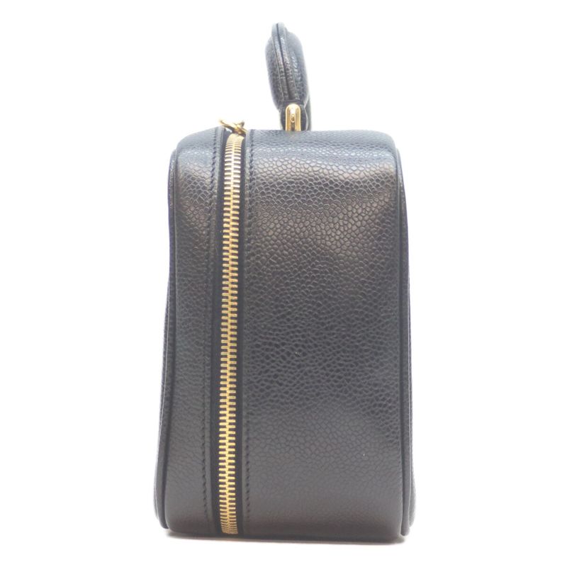 Chanel No 5 Black Caviar Skin Ghardware 2WAY Vanity Shoulder Bag Vanity Bag