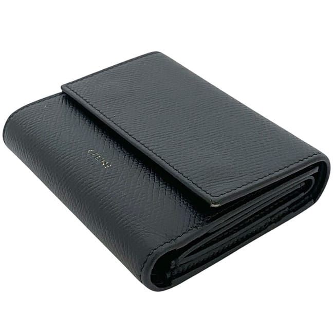 Celine Trifold Wallet Black 10b573bel Excellent Condition Leather Preowned