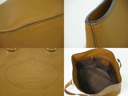 Authentic Prada Leather Shoulder Bag Tote Bag Brown Bag Pre-owned [follow-up