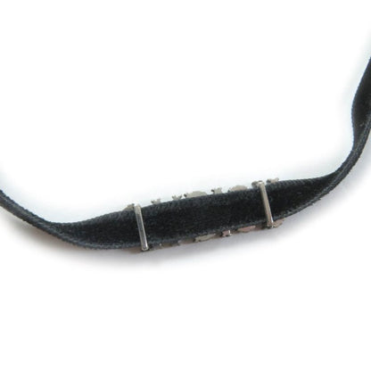 Christian DIOR J'aDIOR Rhinestone Logo Velour Choker With Logo Hardware Black