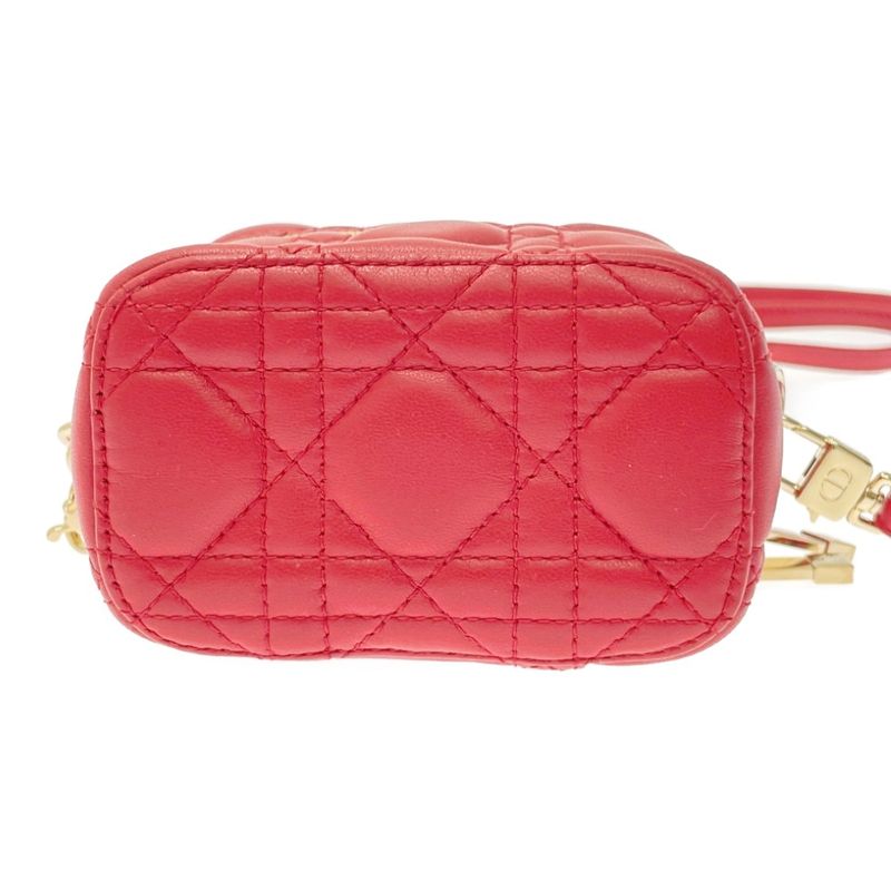 Dior Lady Dior Leather Micro Vanity Cannage Shoulder Bag Red 347394 Shoulder Bag