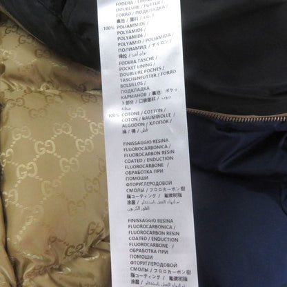 Gucci 590744 GG Logo Sideline Hooded Down Coat Bench Coat Bordeaux Blue Gold 50