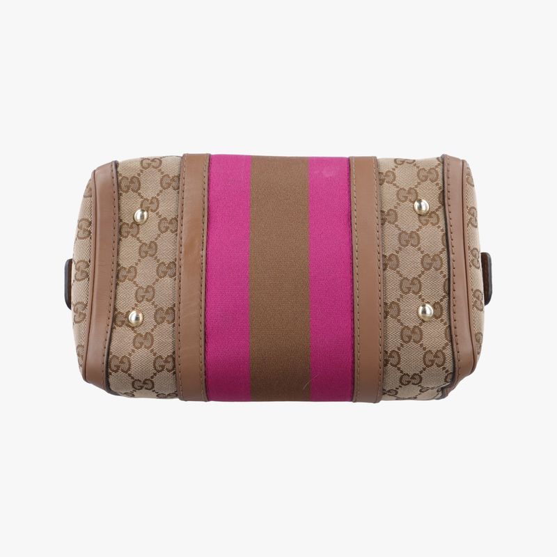 Gucci Sherry Line Beige And Pink Boston Bag Canvas And Leather Travel Duffle Bag