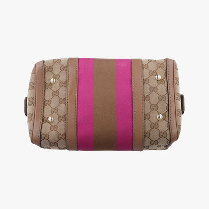 Gucci Sherry Line Beige And Pink Boston Bag Canvas And Leather Travel Duffle Bag