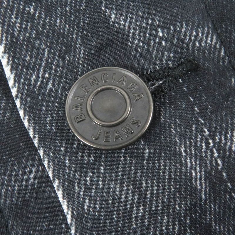 Balenciaga 20SS 621580 Denim Transfer Print Stretch Jacket Blouson Black L Made