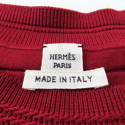 Hermes 23AW 3e2614d3 Silk-blend Chaine D'ancre Wide Sleeve Knit Red 34 Made In