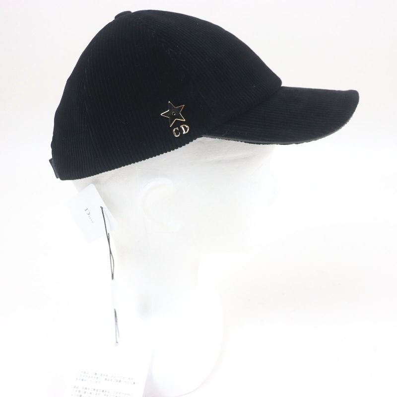 Christian DIOR 45dpv918e141 D-player Corduroy Baseball Cap Hat Black 57 Made