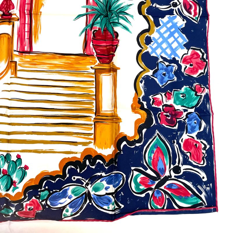 Fendi Scarf Large Silk Logo Floral Pattern With Box Multicolor