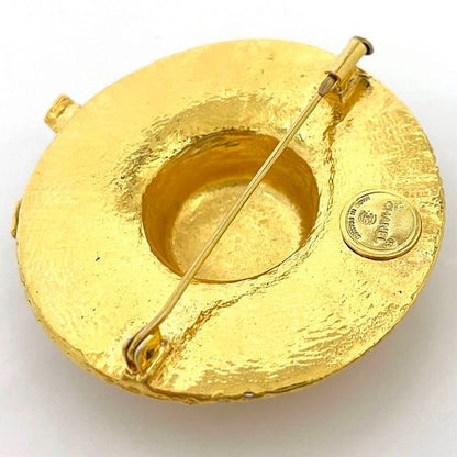 Chanel Straw Hat Brooch Gold Rare Excellent Condition GP Used