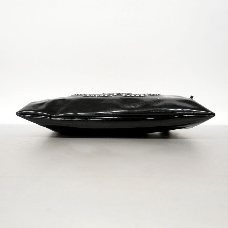 Chanel Shoulder Bag Patent Leather Black Silver Hardware Women