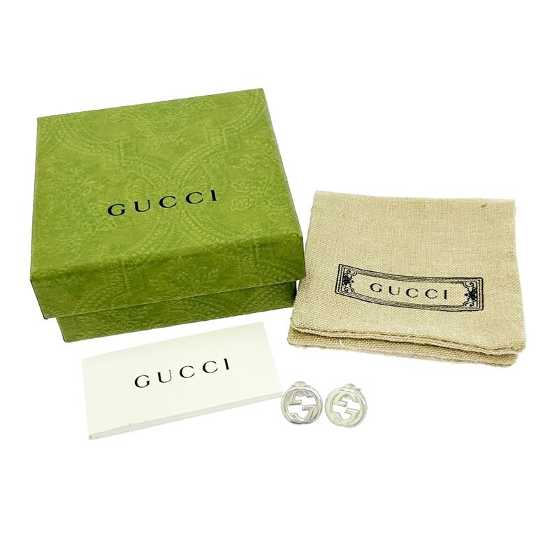 Gucci Silver Interlocking G Earrings 5.7g 925 Engraved 486779 Earrings