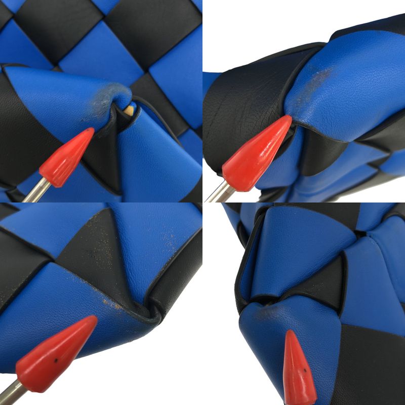 Bottega Veneta Leather Maxi Intrecciato Handbag Tote Bag - Signal Blue Black -