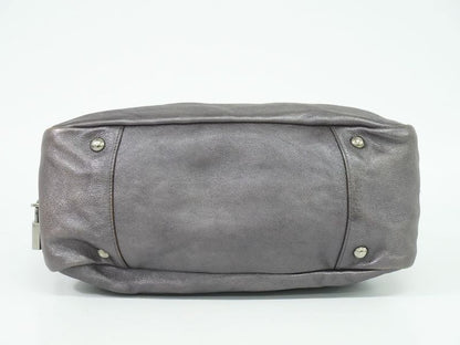 Authentic Prada Leather Handbag Metallic Beige Bag Pre-owned [follow-up Discount