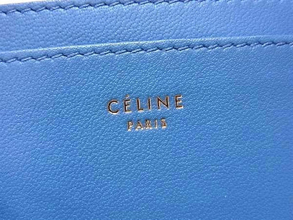 Celine Leather Card Case Card Holder Pass Case Women's Light Blue Fa1122