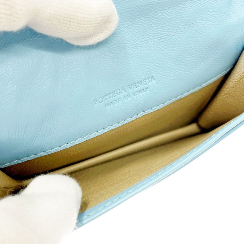 Bottega Veneta Leather Intrecciato Card Case Blue 371638 Card Case
