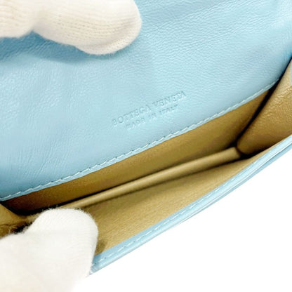 Bottega Veneta Leather Intrecciato Card Case Blue 371638 Card Case