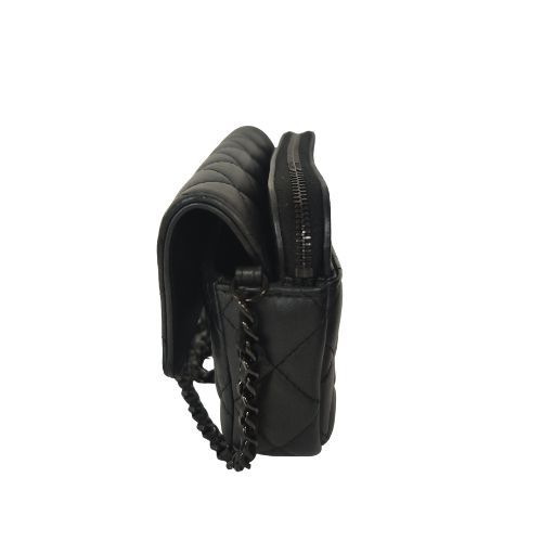 Chanel Shoulder Bag Lamb Shoulder Wallet Phone Case Black