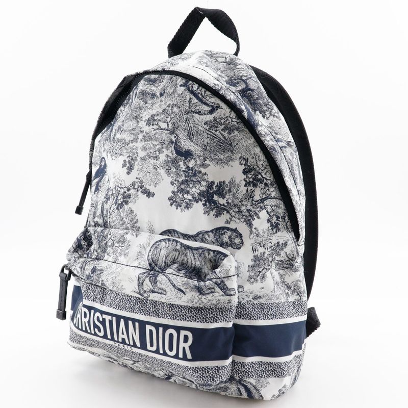 Dior Christian Dior Small Backpack Toile De Jouy M6108sntj Nylon Black/white