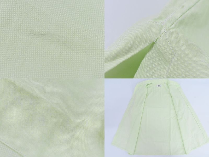 Authentic Hermes Cotton Shirt Short Sleeve Tops Lime Green Men's Clothing