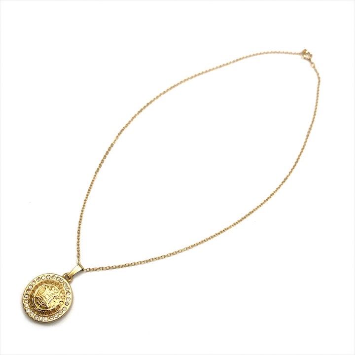 Celine Vintage Triomphe Stone Necklace Gold