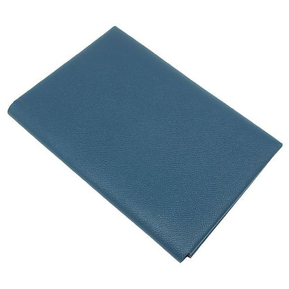 Hermes Clutch Bag Pochette Calvi MM Vaux Epson Corvair Silver Hardware Blue