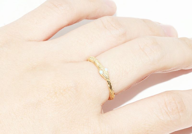 Gucci 18K Yellow Gold Turquoise 2P Ouroboros Ring