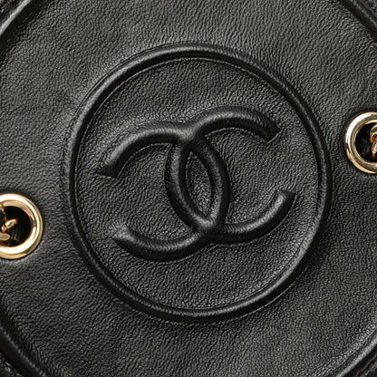 Chanel Matelasse Coco Mark Chain Vanity Bag Shoulder Bag Black Lambskin Ladies