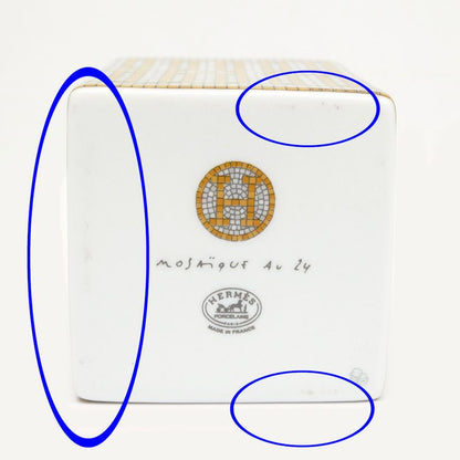 Hermes Small Box Mosaic 24 Gold White Pottery Accessories Others