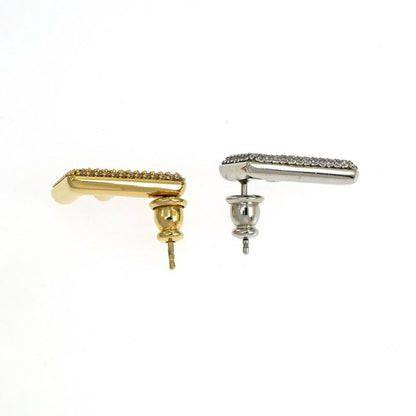 Fendi Zucca FF Logo Earrings Gold Color Silver Color Rhinestone