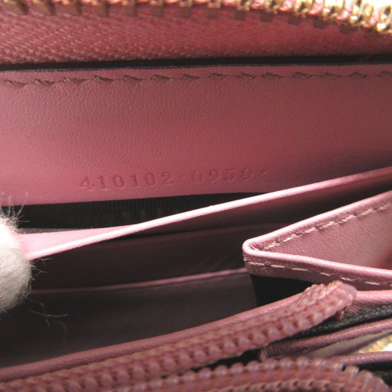 Gucci 410102 Leather Pink Round Zipper Long Wallet 1196 Gucci