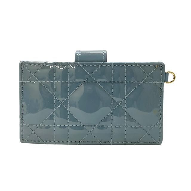 Christian DIOR Lady Dior Jasmine Card Case Cannage Card Holder Patent Calfskin