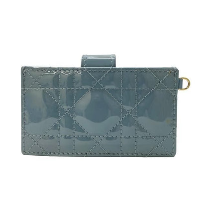 Christian DIOR Lady Dior Jasmine Card Case Cannage Card Holder Patent Calfskin