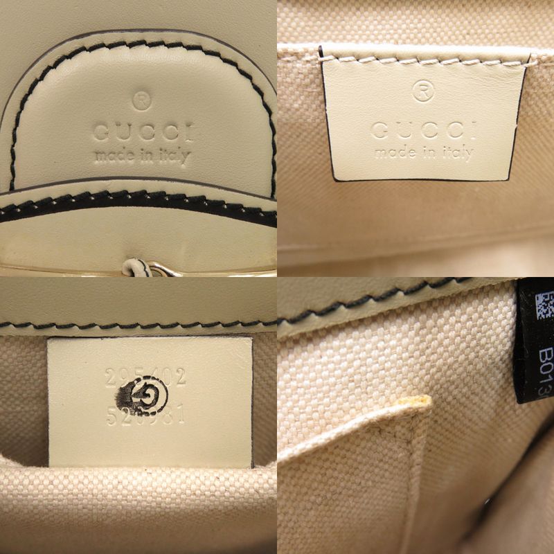 Gucci Emily Horsebit 295402 520931 GG Canvas Leather White Shoulder Bag 0526