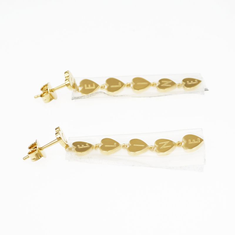Celine Earrings Heart Logo Gold Color Pair Accessories Small Items