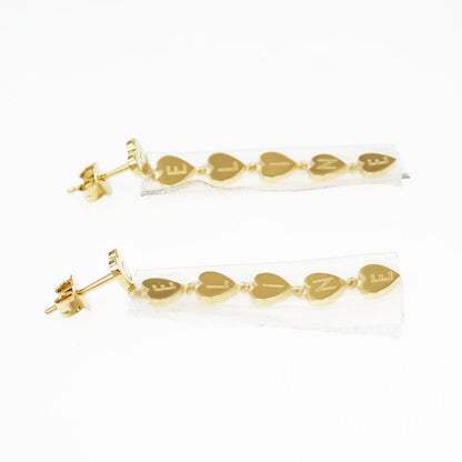 Celine Earrings Heart Logo Gold Color Pair Accessories Small Items