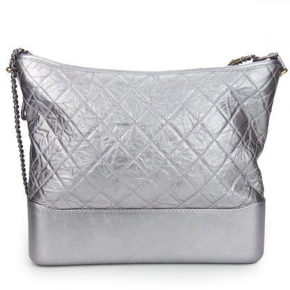 Chanel Shoulder Bag Gabrielle A93824 Chain Large Hobo Leather Silver Metallic