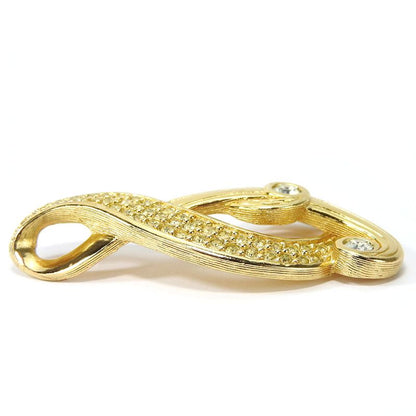 Christian Dior Pendant Top Metal Gold Clear Accessories Music Note Rhinestone