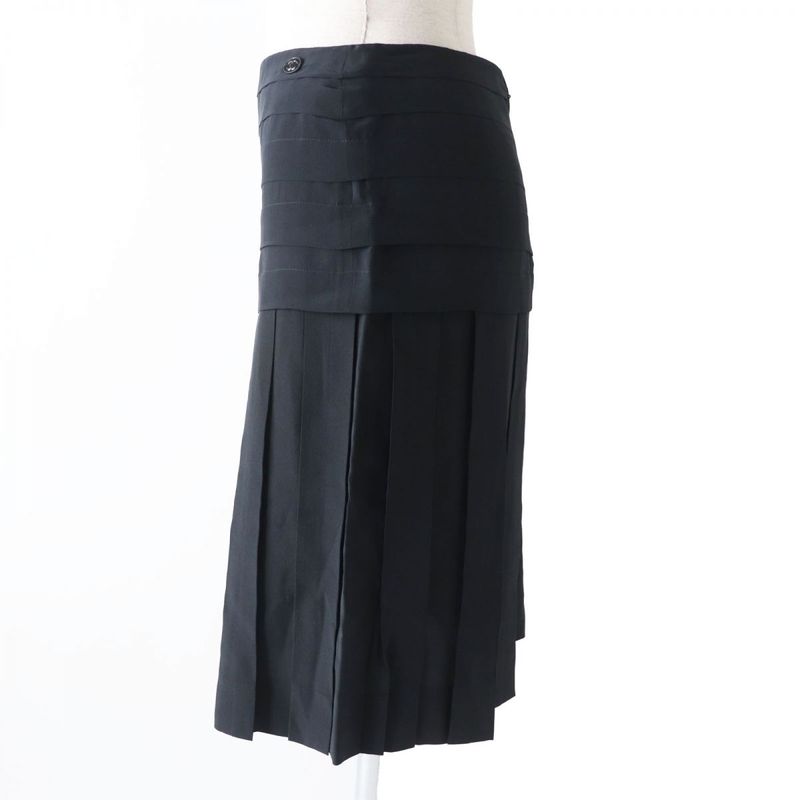 Hermes French CHANEL 06P P28626 Ladies 100% Silk Pleated Skirt With Coco