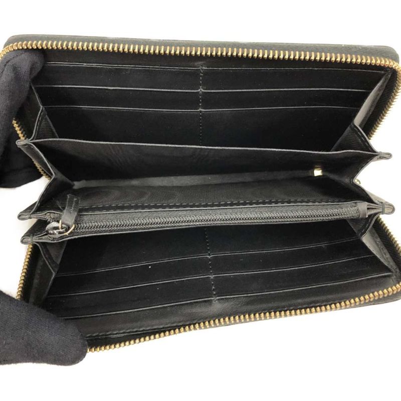 Gucci Round Zipper Long Wallet Sylvie 476083 Black