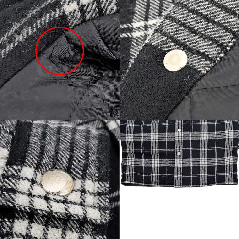 Gucci Button Down Wool Coat 40 Size Black White Women's Clothes