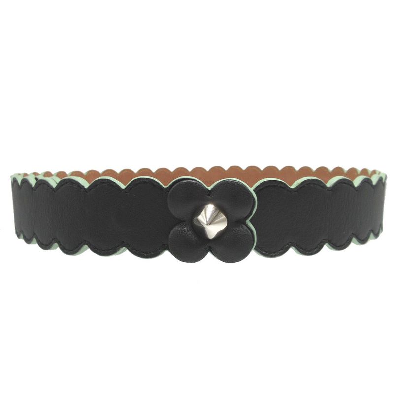 Fendi Flower Motif Leather Black 75 Belt 0753 Fendi