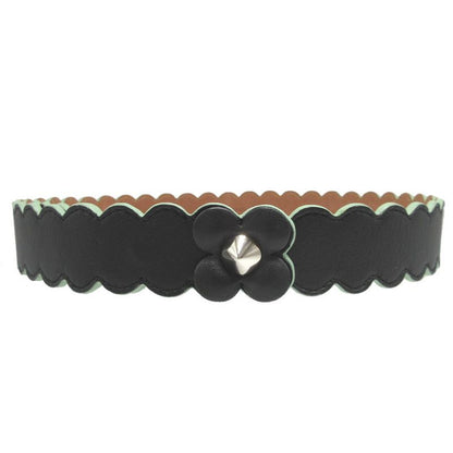 Fendi Flower Motif Leather Black 75 Belt 0753 Fendi