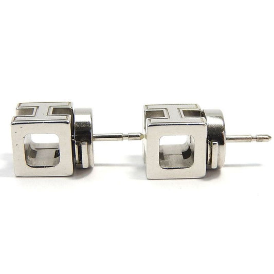 Hermes Earrings Caje De Ashe H Cube Off-white Silver Plated Accessories Jewelry