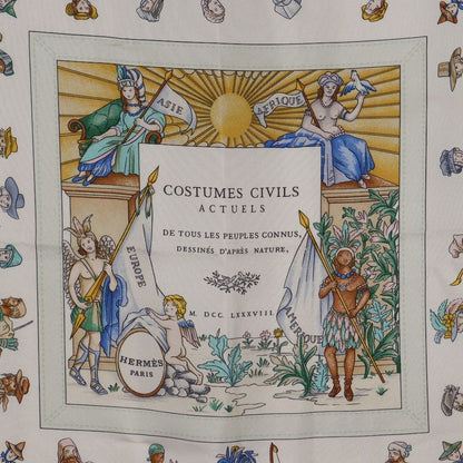 Hermes Carre 90 Costumes Civils Actuels Modern Civilian Attire Rare Light Green