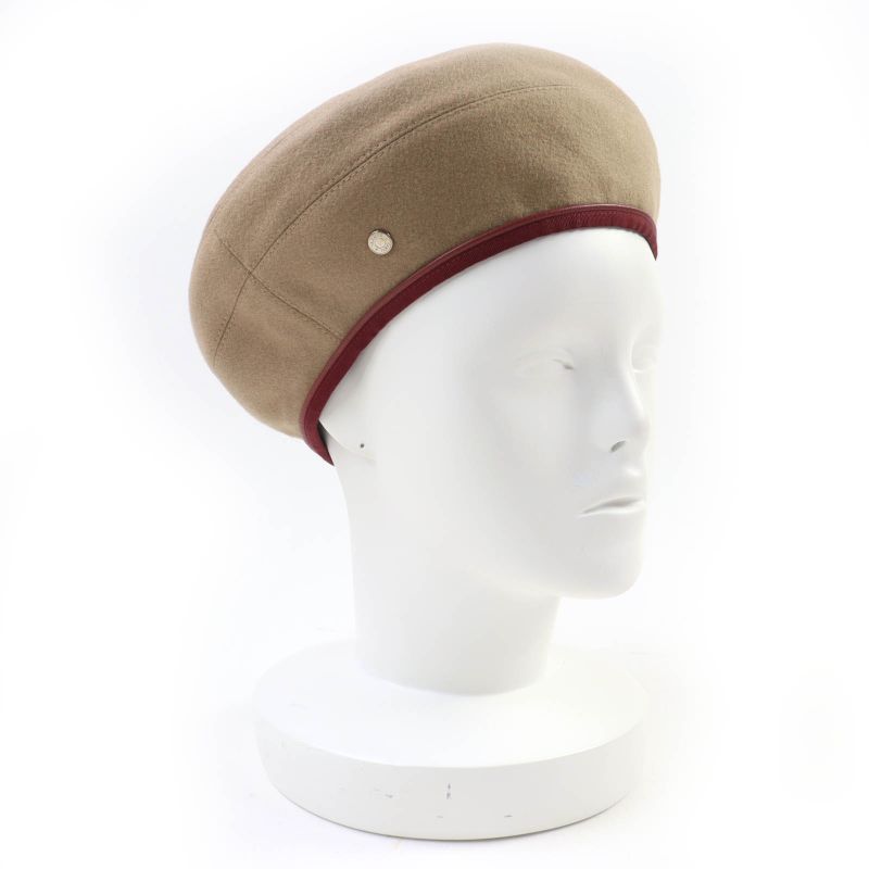 Hermes Santoleno 100% Cashmere Silver Hardware Serie Hardware Beret Brown 58