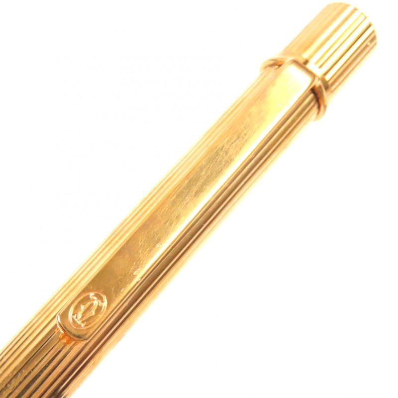  Cartier Must De Cartier Stripe Pattern Twist Ballpoint Pen Gold