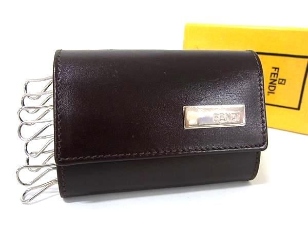 Fendi Leather 8-ring Key Case Key Case Men's Women's Brown Fq2190