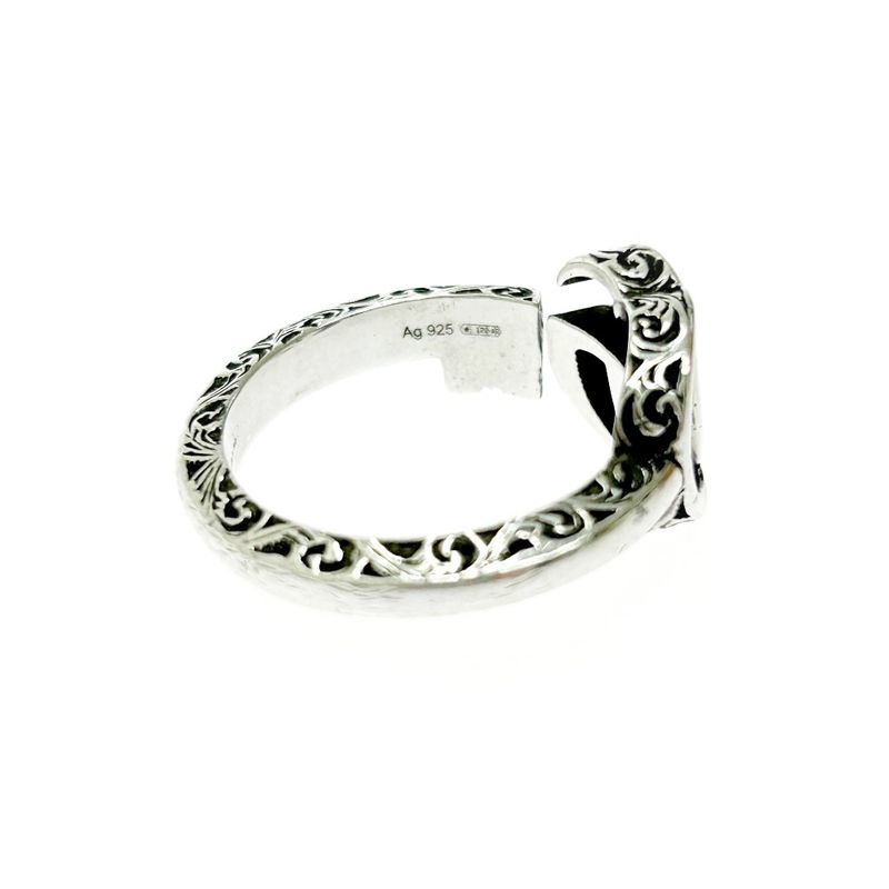 Gucci Silver Arabesque GG Engraved Edge Key Ring 5.6g 925 Engraved 394052 Ring